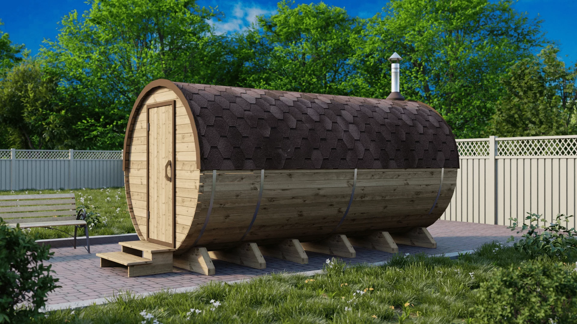 БАНЯ-БОЧКА ТРЕХСЕКЦИОННАЯ 2x4