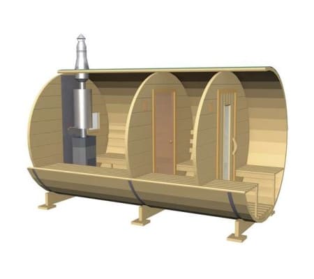 Варианты исполнения бани-бочки 2.3 метра